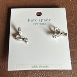 Kate Spade Pink Drawstring Pouch with Kate spade earrings